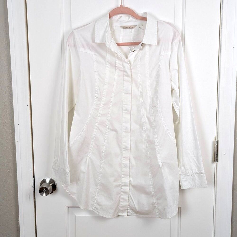 Soft Surroundings | White Button Down Tunic Shirt Size Small